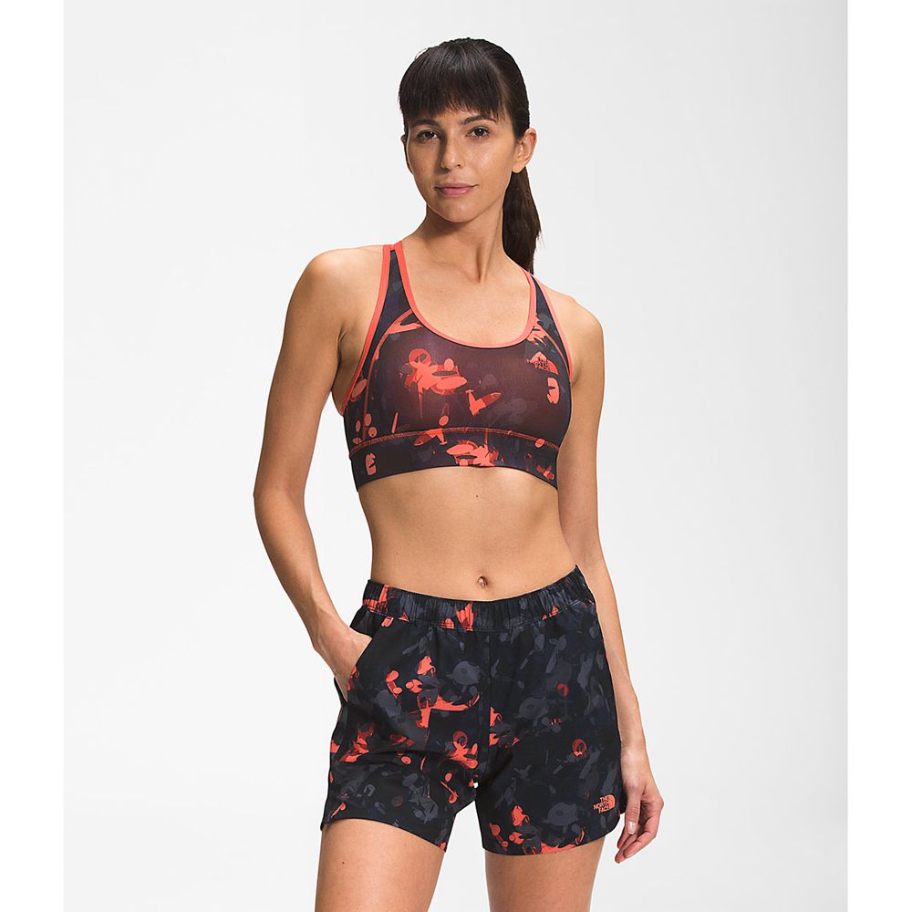 The North Face Sports Bra Womens Australia - The North Face Printed Bounce-B-Gone Orange (AOY-061247